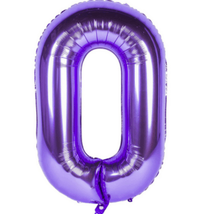 Large Number 0 Foil Balloon - Purple