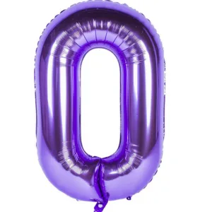 Large Number 0 Foil Balloon - Purple