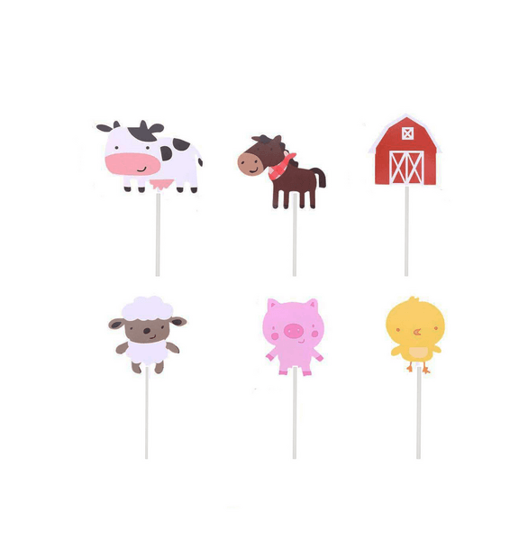 Farm Theme Cupcake Toppers - 12 Toppers, Farm Theme Cupcake Toppers – 12 Toppers