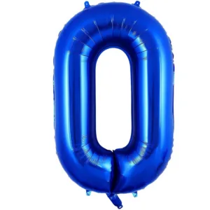 Large Number 0 Foil Balloon - Dark Blue