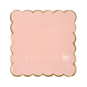 Pink / Peach Square Scallop Pastel Paper Plates Large (8 Plates)