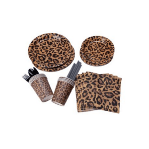 Party Paper Tableware / Cutlery Set - Leopard Theme (Set of 8)