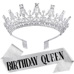 Birthday Sash and Crown Set - Birthday Queen - Silver