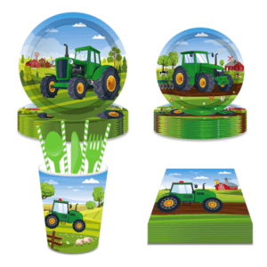 Party Paper Tableware / Cutlery Set - Farm Tractor Theme (Set of 8)