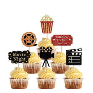 Movie Night Themed Cupcake Toppers (12 Toppers)