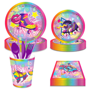 Party Paper Tableware / Cutlery Set - Retro Rollerskates Theme (Set of 8)