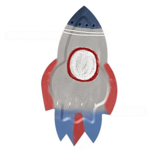 Rocket Ship Space Themed Small Paper Plates (10 Plates)