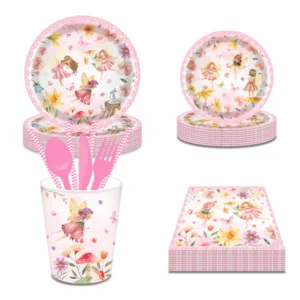Party Paper Tableware / Cutlery Set - Pastel Fairy Theme (Set of 8)