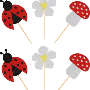 Ladybug Themed Cupcake Toppers (12 Toppers)