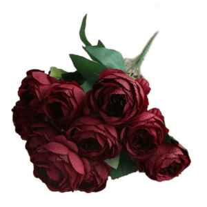 Artificial Flowers - Deep Red Peonie (10 Flowers)