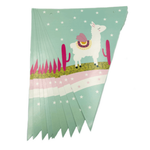 Paper Bunting Flags - Llama (Green)