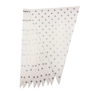 Paper Bunting Flags (White with Silver Dots)