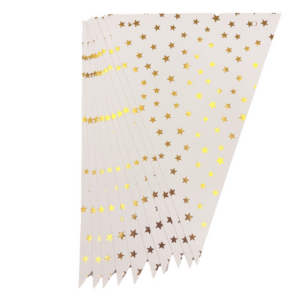 Paper Bunting Flags (White with Gold Stars)
