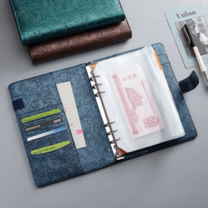 A6 PU Leather Budget Binder Notebook (Frilly Flower Design)