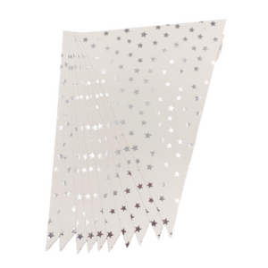 Paper Bunting Flags (White with Silver Stars)