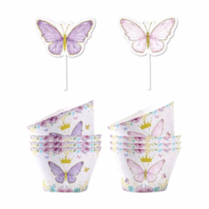 Party Cupcake Holders With Cake Toppers - Butterfly Set of 12