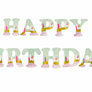 Happy Birthday Banner - Llama (Green)
