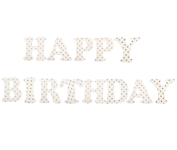 Happy Birthday Banner - Grey Dots, Happy Birthday Banner – Grey Dots