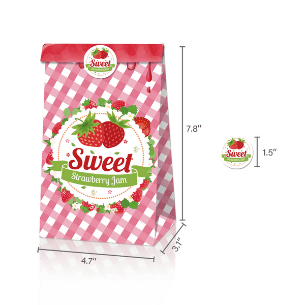 Party Favor Bags with Stickers - Strawberry Theme, Party Favor Bags with Stickers – Strawberry Theme (12 Bags)