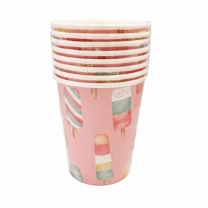 Summer Pastel Ice Cream Themed Paper Cups (8 Cups)
