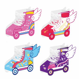 Small Party Favor Boxes - Retro Rollerskates Theme (12 Boxes)