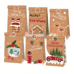 Party Favor Bags with Stickers - Christmas Theme - 12 Bags