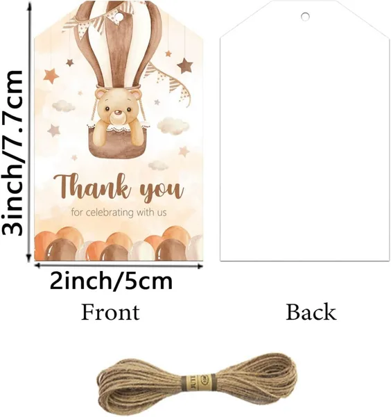 Bear Themed Thank You Tags (Brown) (50 Tags), Bear Themed Thank You Tags (Brown) (50 Tags)