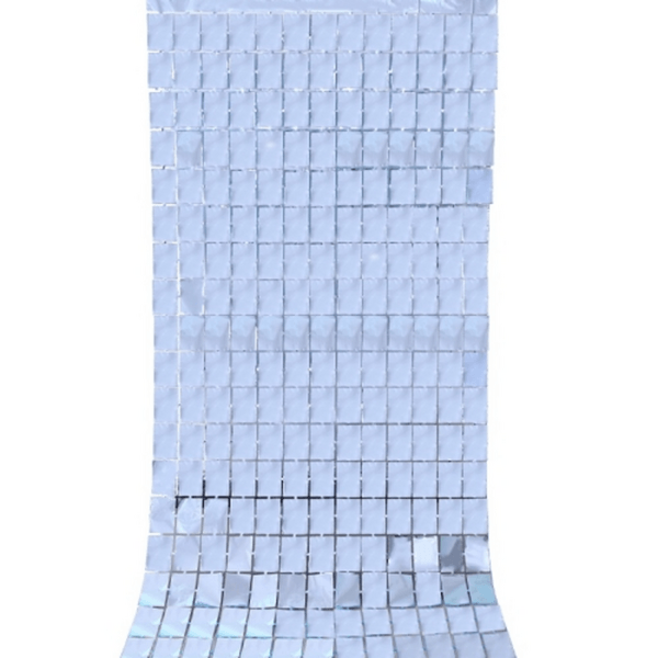 Foil Curtain Backdrop – Squares (Light Blue) - Set of 2, Foil Curtain Backdrop – Squares (Light Blue) – Set of 2