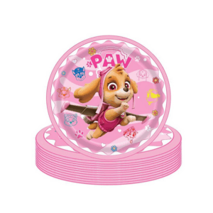 Paw Patrol Themed Small Paper Plates - Pink (10 Plates)