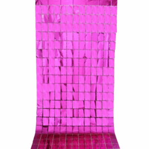Foil Curtain Backdrop - Squares (Hot Pink) - Set of 2