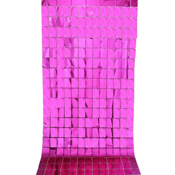 Foil Curtain Backdrop - Squares (Hot Pink) - Set of 2, Foil Curtain Backdrop – Squares (Hot Pink) – Set of 2