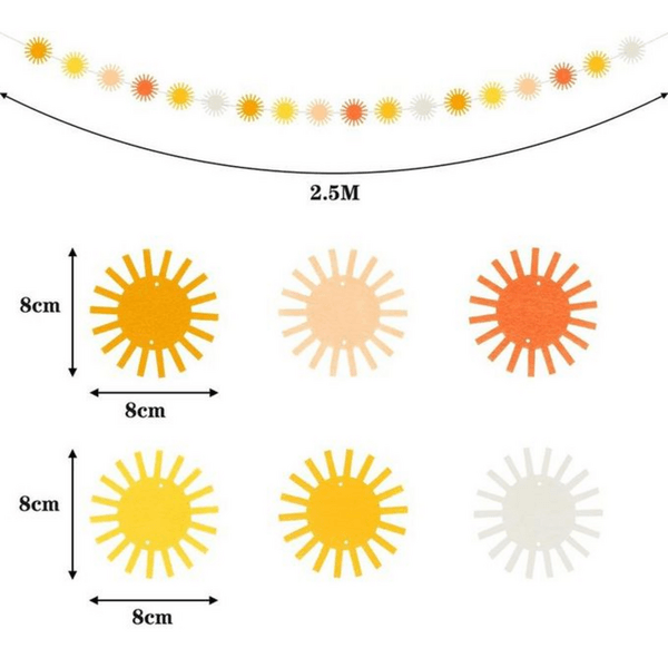 Sun Themed Felt Garland, Sun Themed Felt Garland
