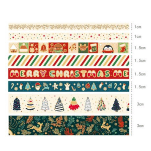 Christmas Themed Washi Tape - 8 Rolls