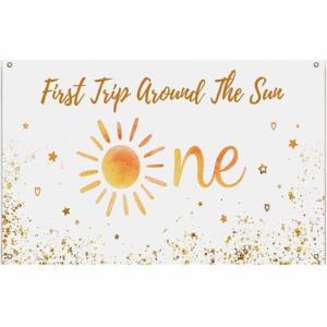 Kids Birthday and Photography Backdrop - First Trip Around the Sun (Stars)
