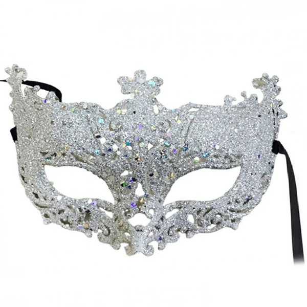 Masquerade Mask - Glitter - White, Masquerade Mask – Glitter – White