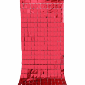 Foil Curtain Backdrop – Squares (Red) - Set of 2