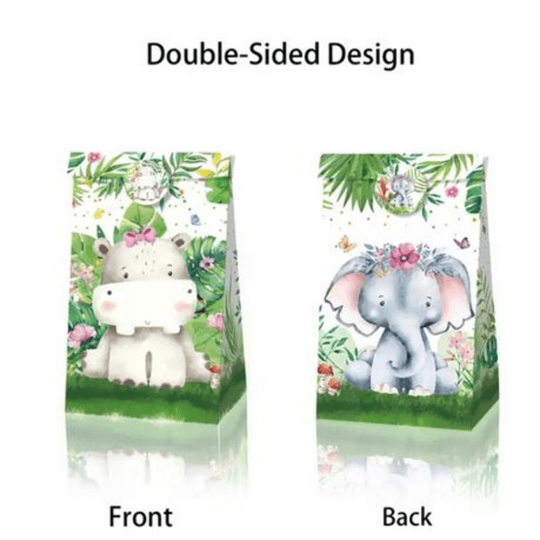 Party Favor Bags with Stickers - Greenery Wild Animals Theme, Party Favor Bags with Stickers – Greenery Wild Animals Theme – 12 Bags
