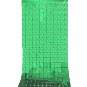 Foil Curtain Backdrop – Squares (Green) - Set of 2