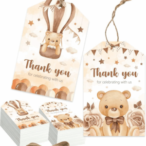 Bear Themed Thank You Tags (Brown) (50 Tags)