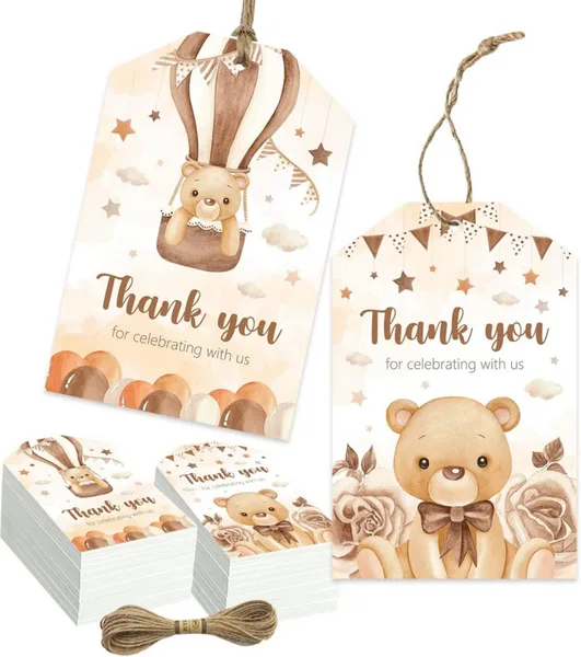 Bear Themed Thank You Tags (Brown) (50 Tags), Bear Themed Thank You Tags (Brown) (50 Tags)