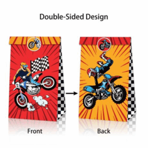 Party Favor Bags with Stickers - Motocross Theme - 12 Bags