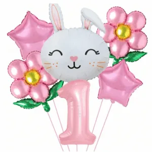 Bunny Birthday Balloons Set - Number 1