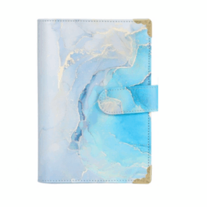 A6 PU Leather Budget Binder Notebook - Blue And White Marble