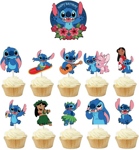Stitch Cake and Cupcake Topper Set, Stitch Cake and Cupcake Topper Set – Set of 11