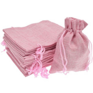 Jute Burlap Drawstring Favor Bags - 10 Bags