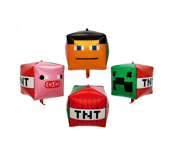 4D Minecraft Foil Balloon, 4D Minecraft Foil Balloon (1 Balloon)
