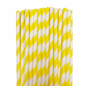 Yellow Striped Paper Straws (25 Straws)