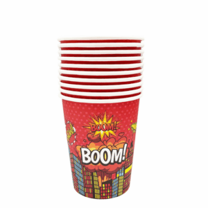 Superhero Themed Paper Cups - Red (10 Cups)