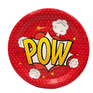 Superhero Themed Large Paper Plates - Red (10 Plates)