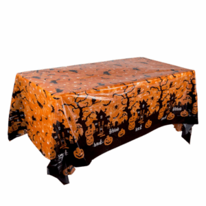 Plastic Halloween Themed Tablecloth (Orange)